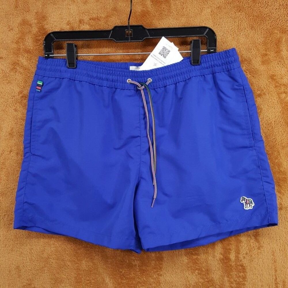 PAUL SMITH Swim Shorts Mens Small Blue Drawstring Logo Lined "5